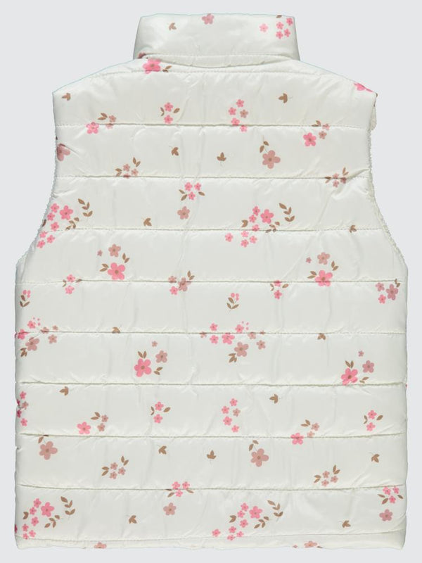 Civil Girls Velsoftlu Çiçek Baskılı 6-9 Yaş Yelek - Beyaz