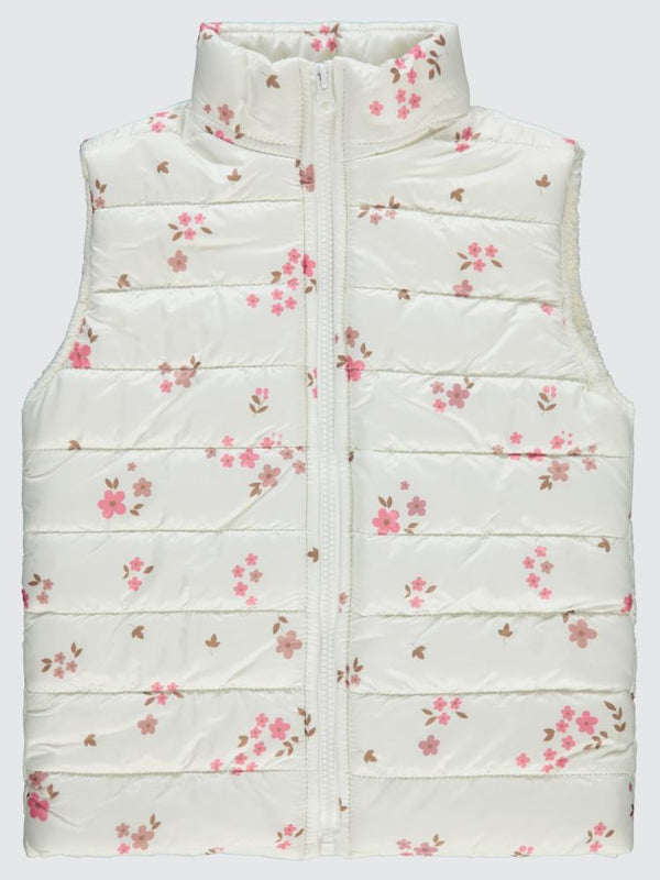 Civil Girls Velsoftlu Çiçek Baskılı 6-9 Yaş Yelek - Beyaz