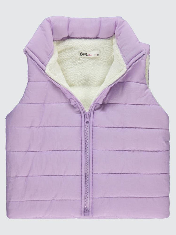 Civil Girls Velsoflu Ray Desenli 2-5 Yaş Yelek - Lila