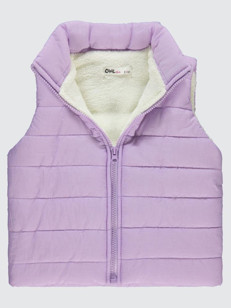 Civil Girls Velsoflu Ray Desenli 2-5 Yaş Yelek - Lila
