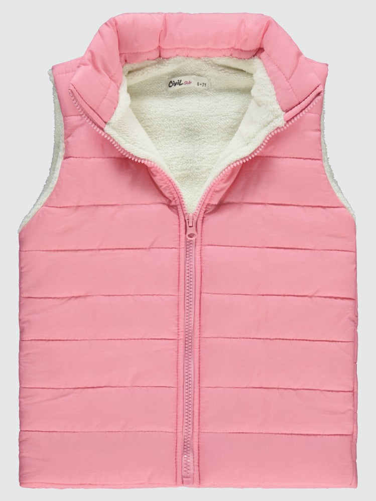 Civil Girls Velsoflu Ray Desenli 10-13 Yaş Yelek - Pudra