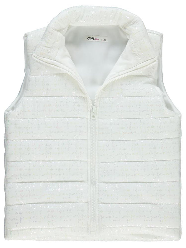 Civil Girls Varak Desen 6-9 Yaş Yelek - Ekru