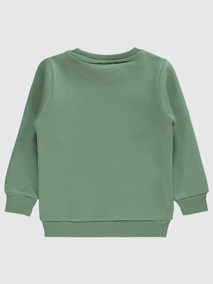 Civil Boys Düşünen Ayı Baskılı 2-5 Yaş Sweatshirt - Haki