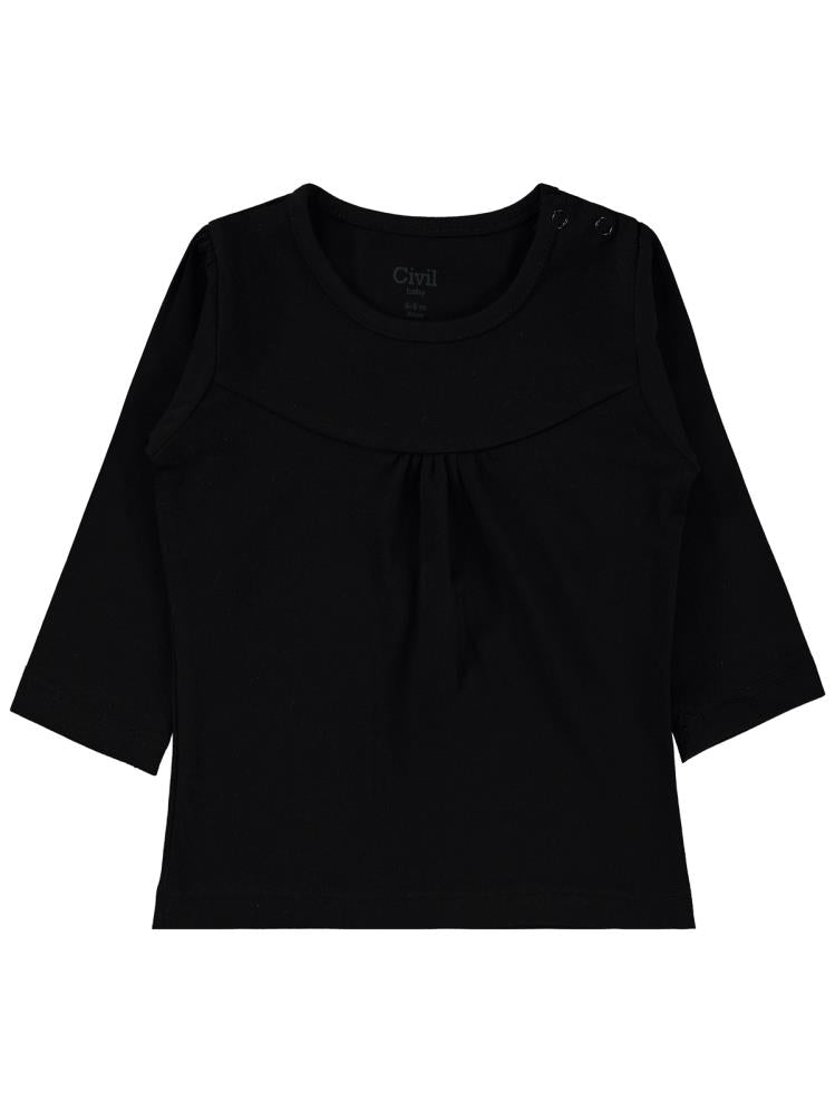 Civil Baby Önü Parçalı 6-18 Ay Kız Tek Üst - Siyah