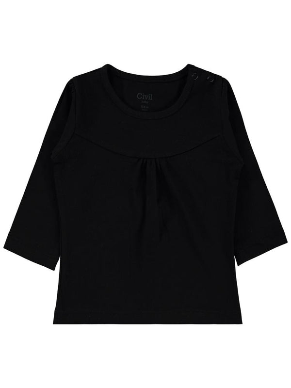 Civil Baby Önü Parçalı 6-18 Ay Kız Tek Üst - Siyah