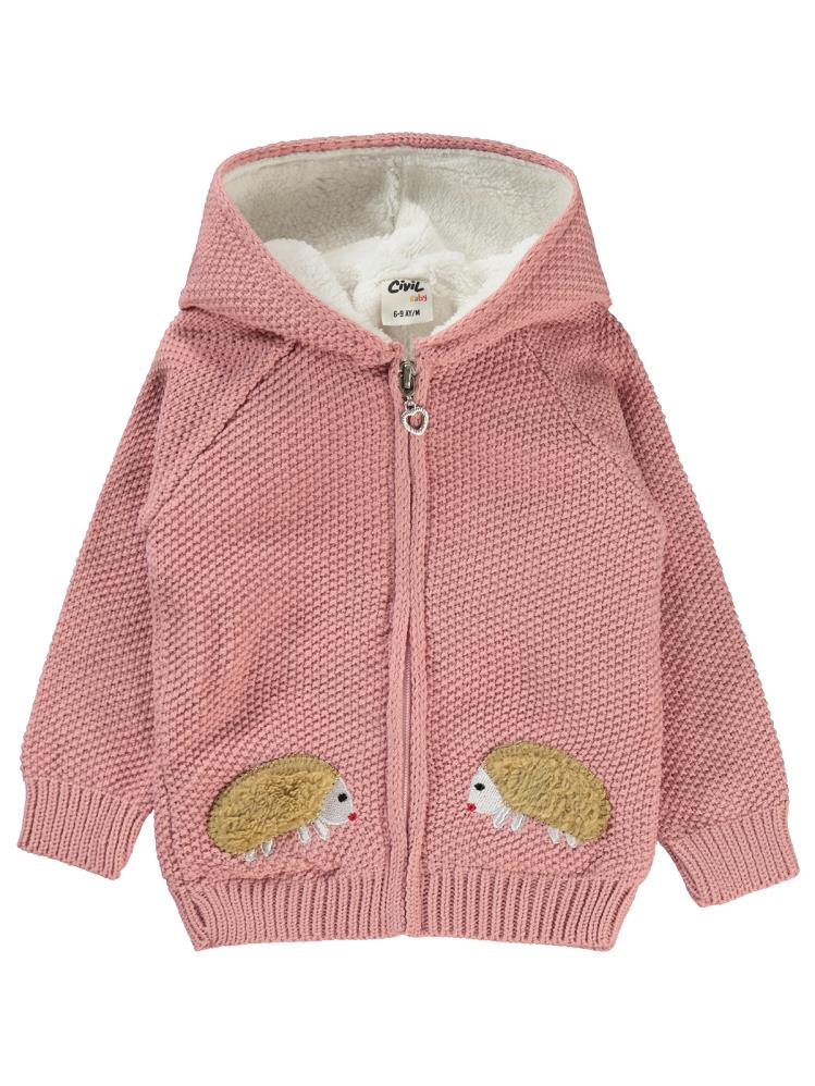 Civil Baby Kirpi Nakışlı 6-18 Ay Hırka - Pudra