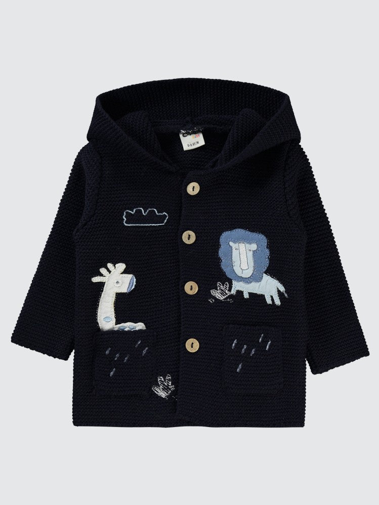 Civil Baby Hayvan Nakışlı 6-18 Ay Hırka - Lacivert