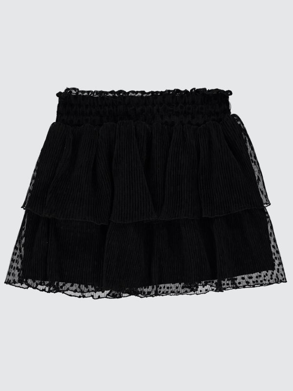 Civil Girls Kat Kat Flok Baskılı 10-13 Yaş Etek - Siyah