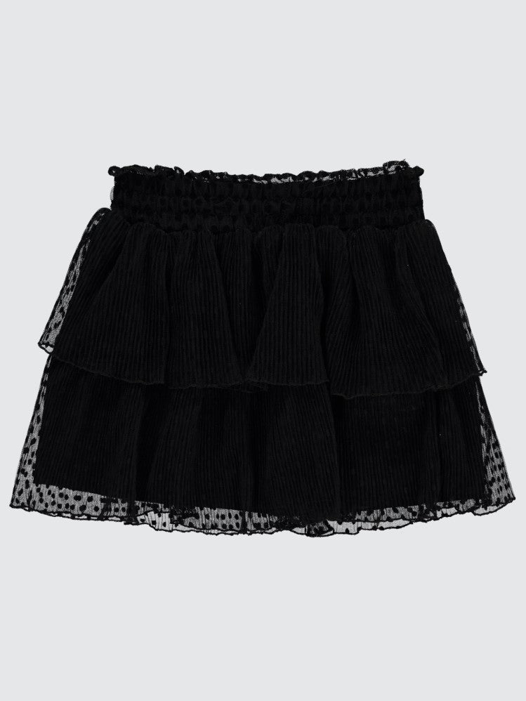 Civil Girls Kat Kat Flok Baskılı 10-13 Yaş Etek - Siyah