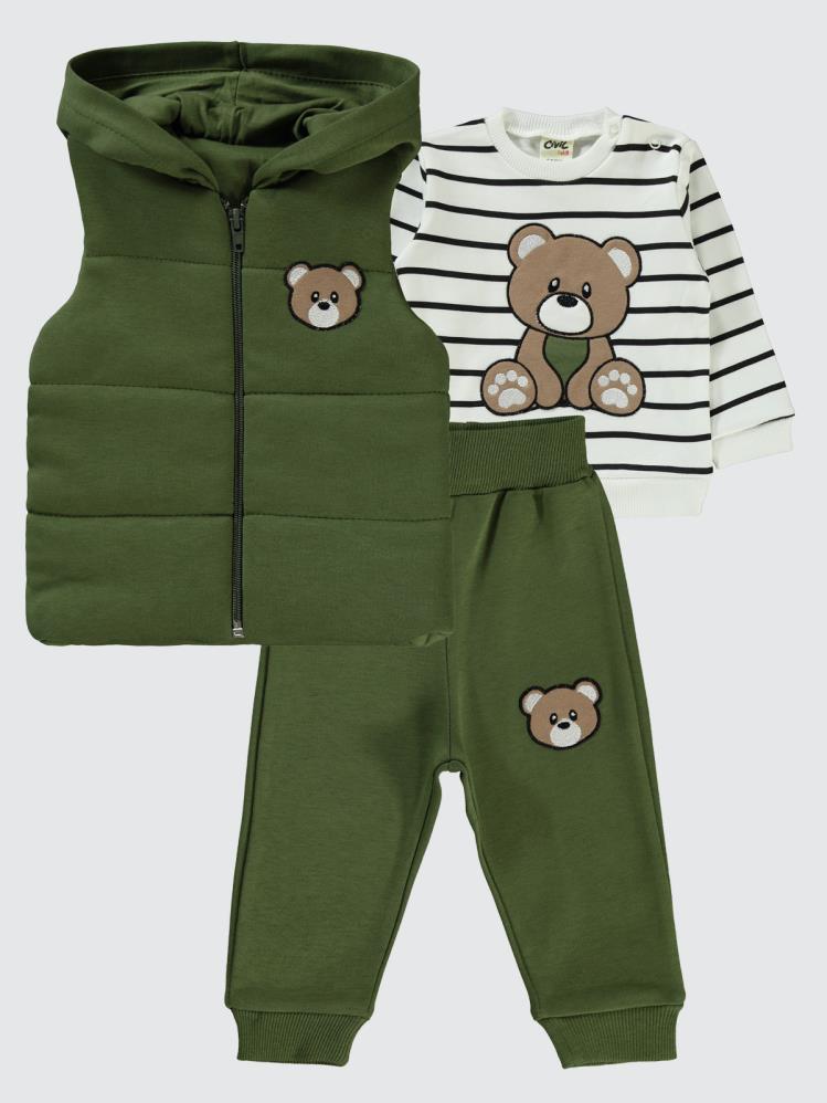 Civil Baby Ayıcık Baskılı 6-18 Ay Takım - Haki