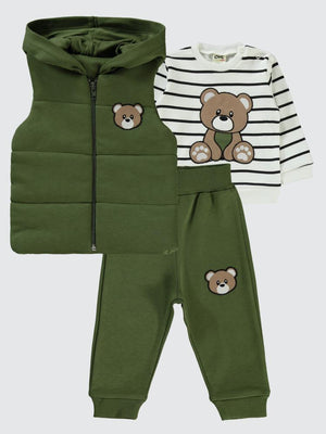 Civil Baby Ayıcık Baskılı 6-18 Ay Takım - Haki