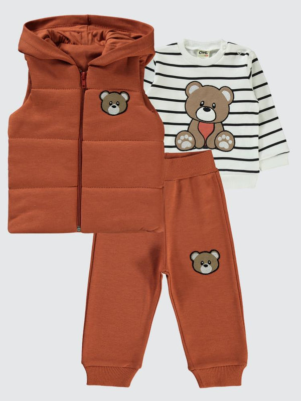 Civil Baby Ayıcık Baskılı 6-18 Ay Takım - Turuncu