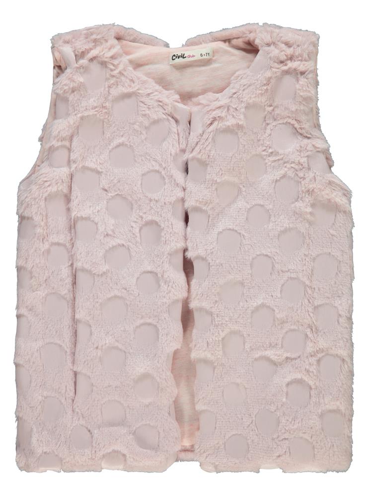 Civil Girls Pelüş 6-9 Yaş Yelek - Pudra