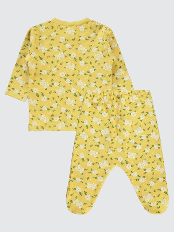 Civil Baby Çiçek Empirme 1-6 Ay Pijama Takımı - Hardal