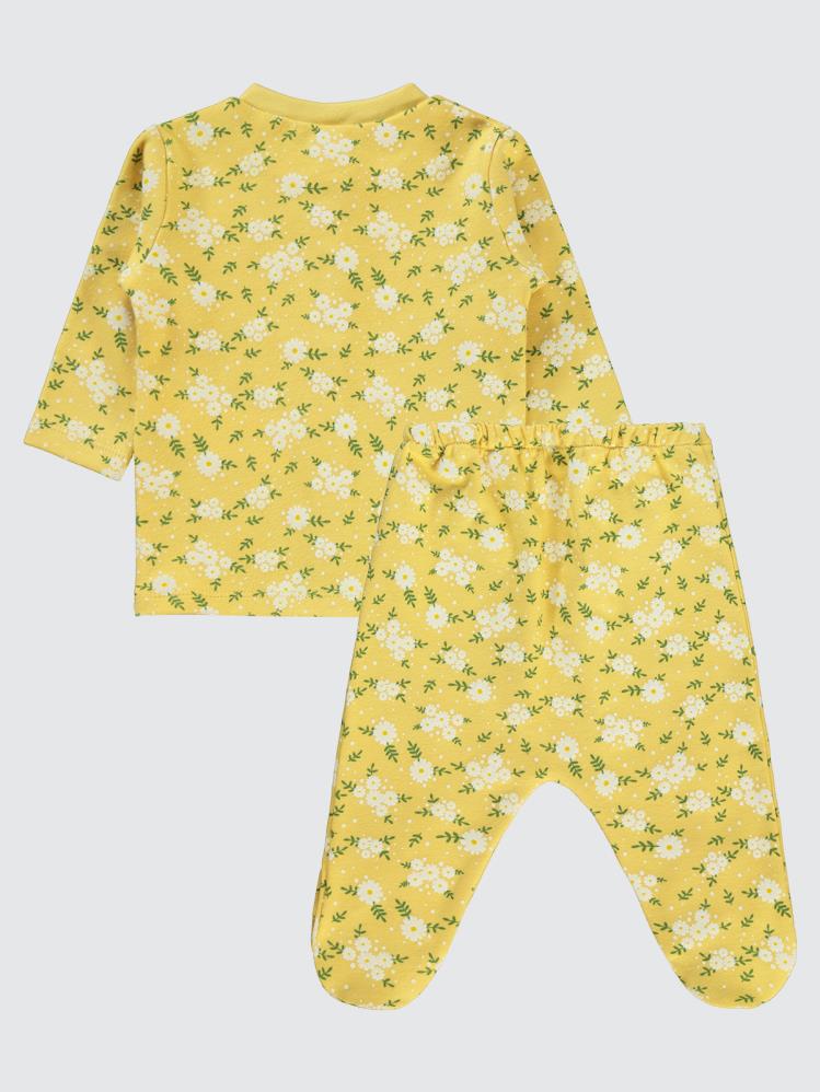Civil Baby Çiçek Empirme 1-6 Ay Pijama Takımı - Hardal