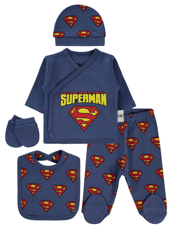 Civil Baby Superman Logo Zıbın Takımları - Mavi