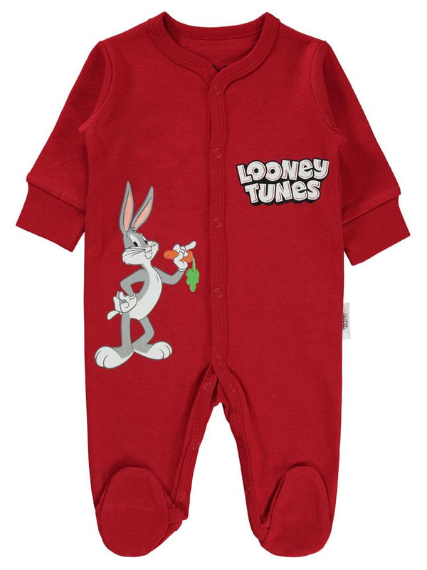 Civil Baby Bugs Bunny Baskılı 1-6 Ay Patikli Tulum - Kırmızı