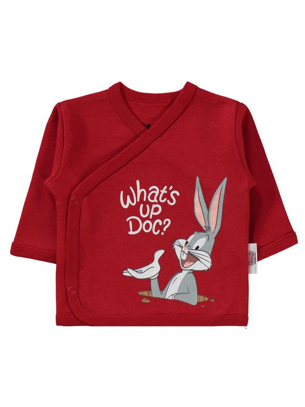 Bugs Bunny Civil Baby Baskılı Zıbın Takımları - Kırmızı