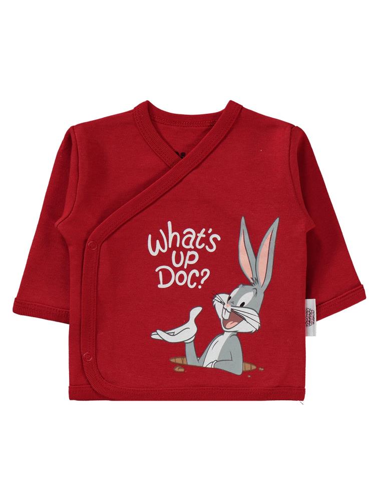 Bugs Bunny Civil Baby Baskılı Zıbın Takımları - Kırmızı
