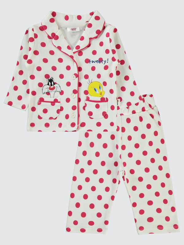 Civil Baby Tweety Puan Empirme 6-18 Ay Pijama Takımı - Ekru