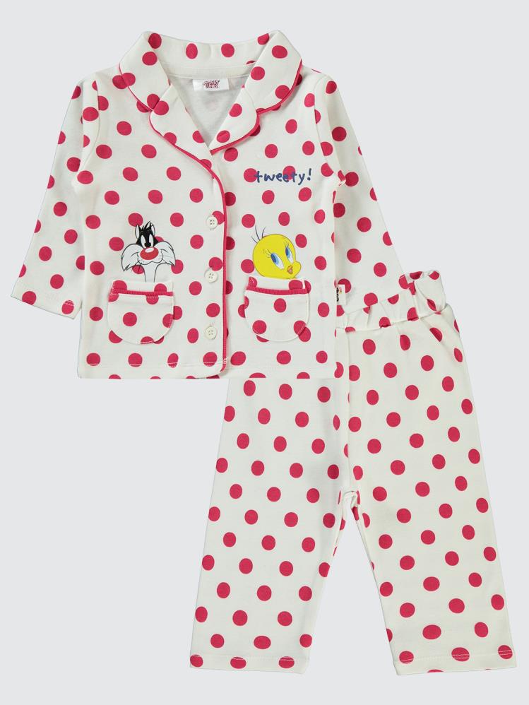 Civil Baby Tweety Puan Empirme 6-18 Ay Pijama Takımı - Ekru
