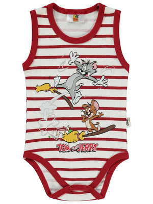 Civil Baby Tom ve Jerry Çizgi Empirme 1-18 Ay Çıtçıtlı Badi - Kırmızı