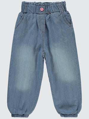 Civil Girls Düğme Aksesuarlı 2-5 Yaş Pantolon - Mavi