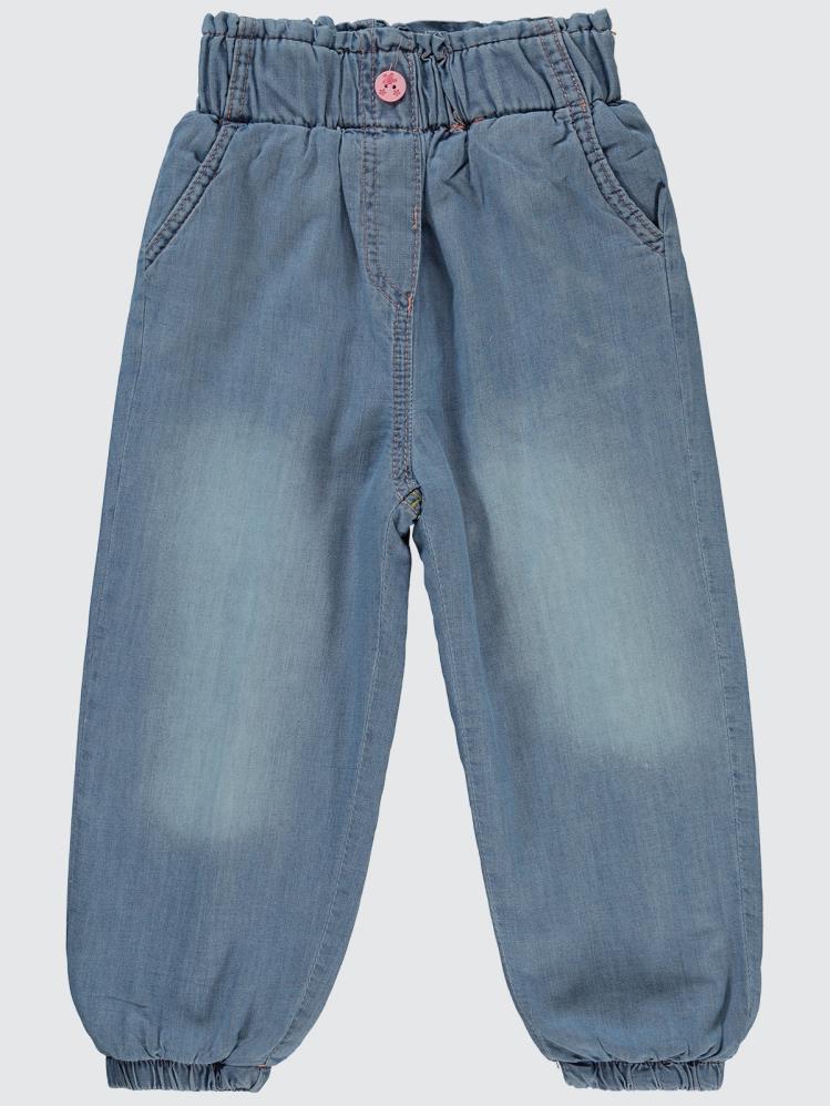 Civil Girls Düğme Aksesuarlı 2-5 Yaş Pantolon - Mavi