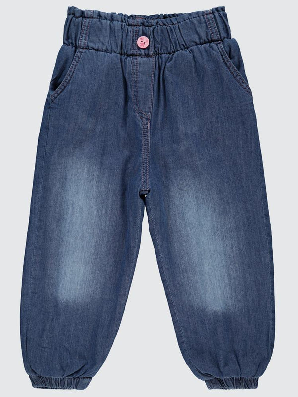 Civil Girls Düğme Aksesuarlı 2-5 Yaş Pantolon - Mavi