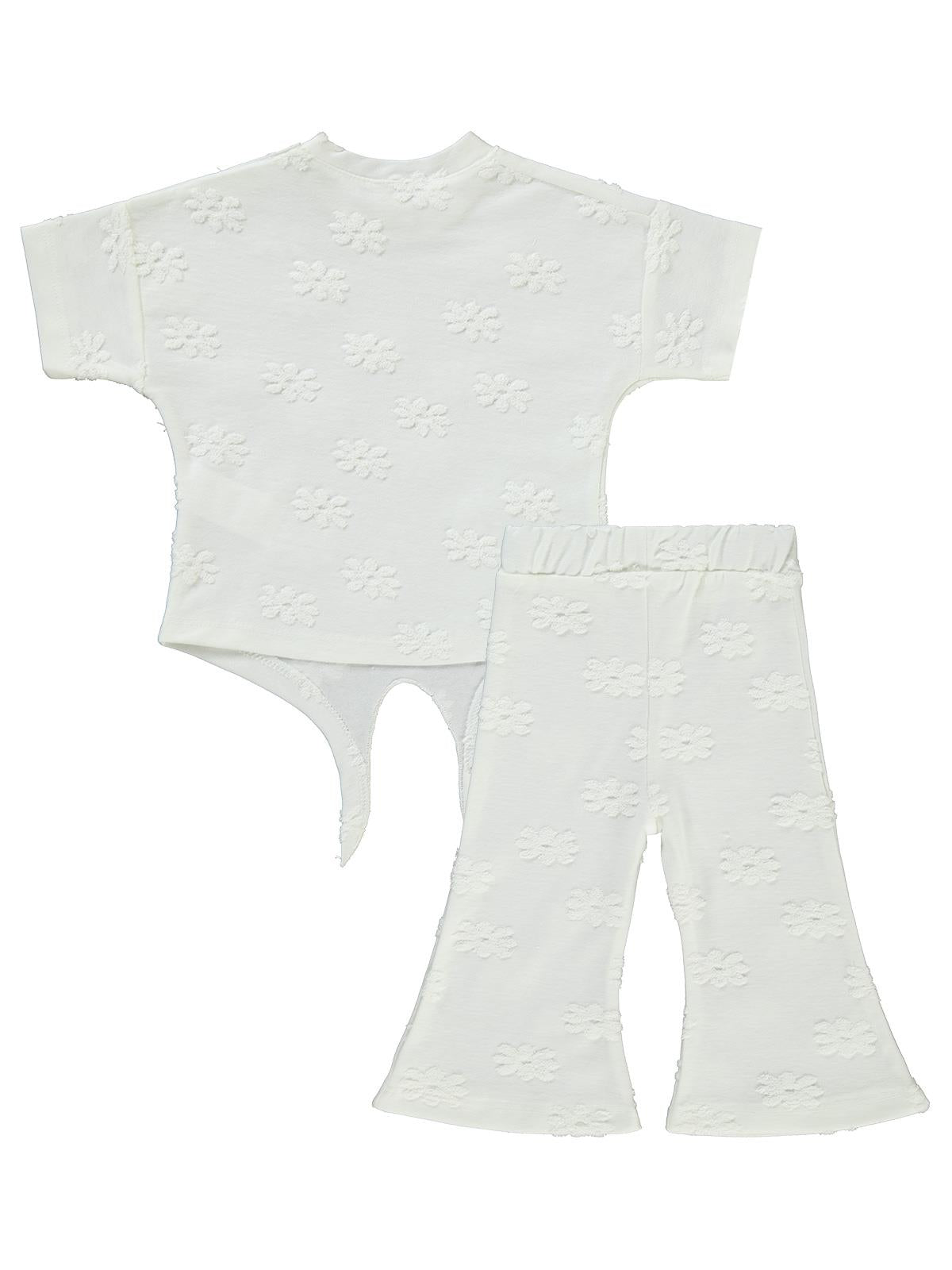 Civil Baby Gökkuşağı Kabartmalı Önden Bağlamalı 6-18 Ay Takım - Ekru