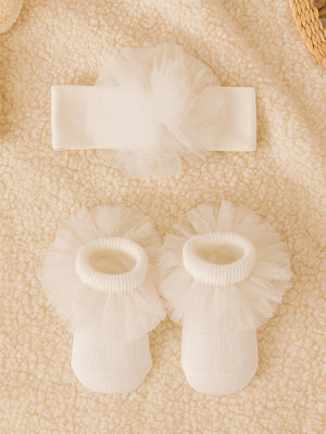 Civil Baby Tüllü Çorap ve Bandana 0-24 Ay Bebek Kız Çorap Set - Beyaz