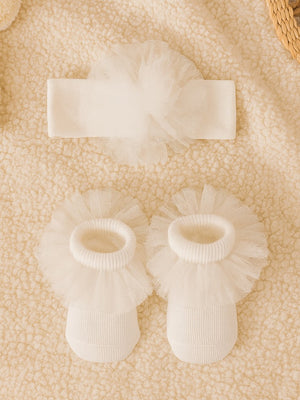 Civil Baby Tüllü Çorap ve Bandana 0-24 Ay Bebek Kız Çorap Set - Beyaz