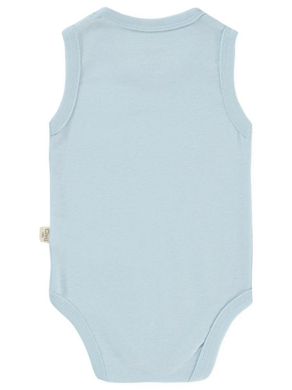Civil Baby Düz Renkli 0-1 Ay Çıtçıtlı Badi - Mavi