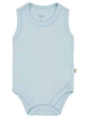 Civil Baby Düz Renkli 0-1 Ay Çıtçıtlı Badi - Mavi