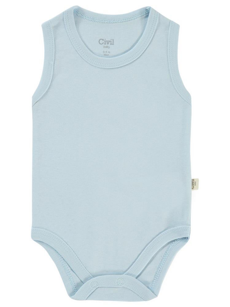 Civil Baby Düz Renkli 3-9 Ay Çıtçıtlı Badi - Mavi