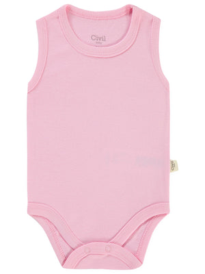 Civil Baby Düz Renkli 1-3 Yaş Çıtçıtlı Badi - Pembe