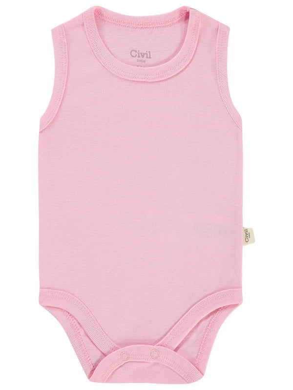 Civil Baby Düz Renkli 0-1 Ay Çıtçıtlı Badi - Pembe