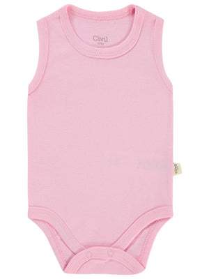 Civil Baby Düz Renkli 0-1 Ay Çıtçıtlı Badi - Pembe