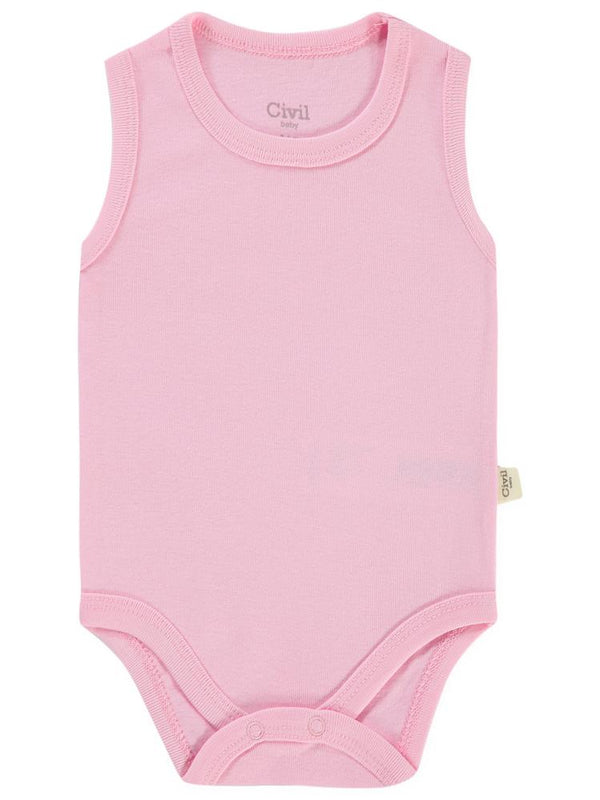 Civil Baby Düz Renkli 1-3 Yaş Çıtçıtlı Badi - Pembe