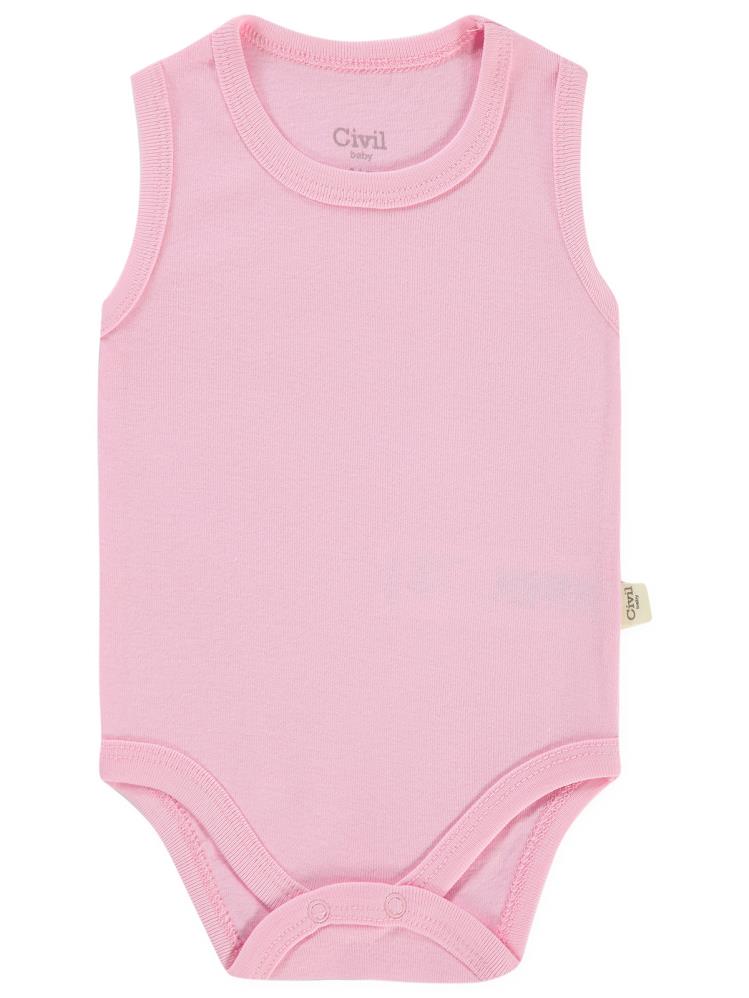 Civil Baby Düz Renkli 1-3 Yaş Çıtçıtlı Badi - Pembe