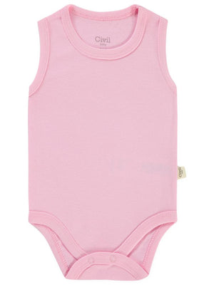 Civil Baby Düz Renkli 1-3 Yaş Çıtçıtlı Badi - Pembe