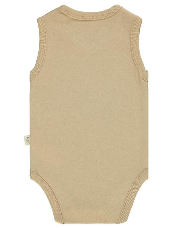 Civil Baby Düz Renkli 0-1 Ay Çıtçıtlı Badi - Kahverengi