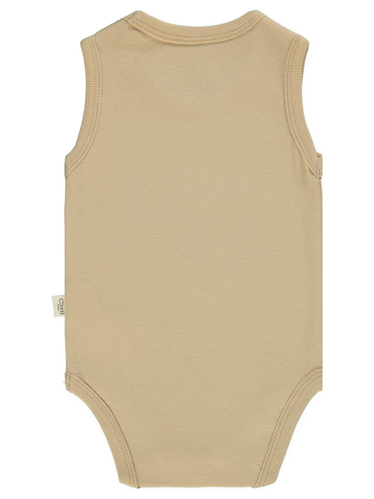 Civil Baby Düz Renkli 0-1 Ay Çıtçıtlı Badi - Kahverengi