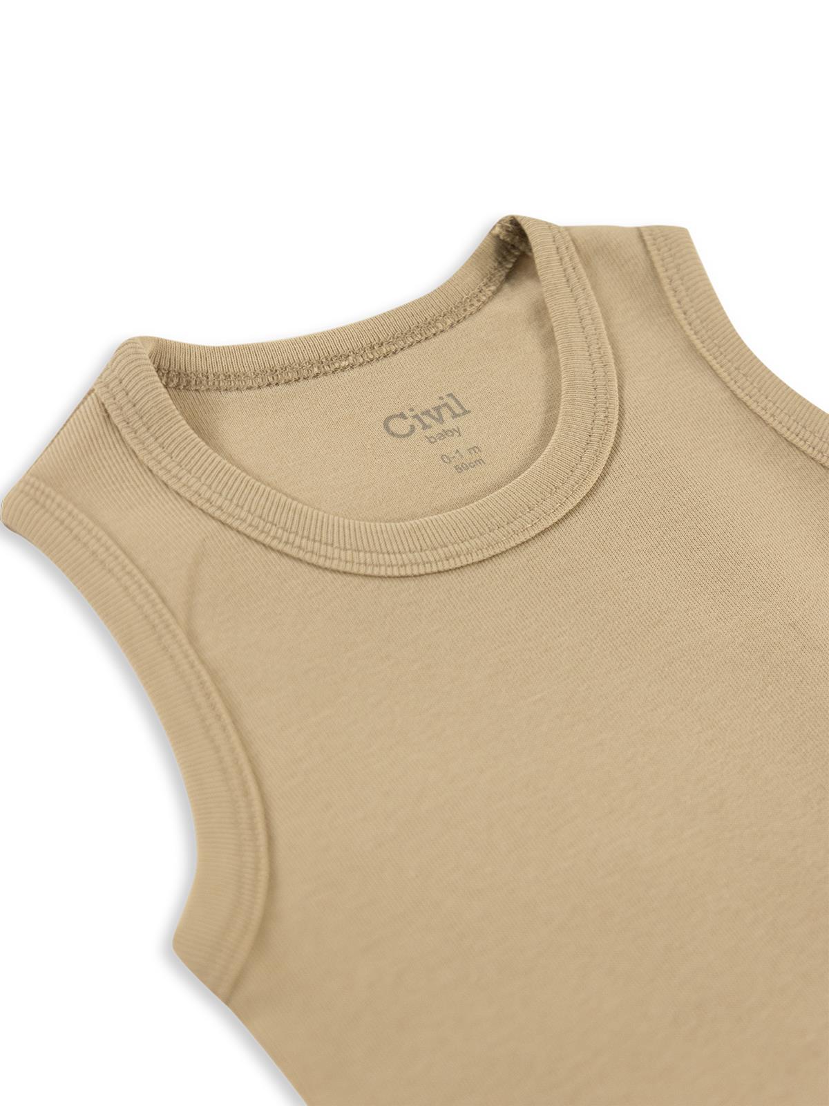 Civil Baby Düz Renkli 3-9 Ay Çıtçıtlı Badi - Kahverengi