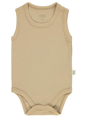 Civil Baby Düz Renkli 0-1 Ay Çıtçıtlı Badi - Kahverengi