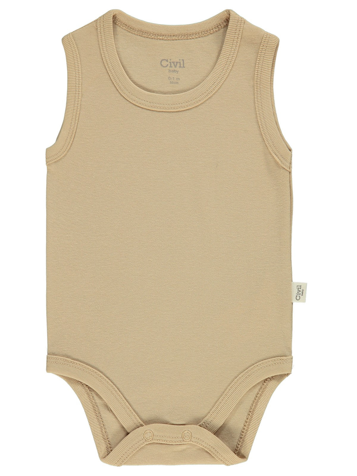 Civil Baby Düz Renkli 3-9 Ay Çıtçıtlı Badi - Kahverengi