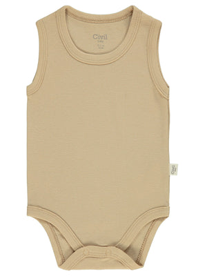 Civil Baby Düz Renkli 3-9 Ay Çıtçıtlı Badi - Kahverengi