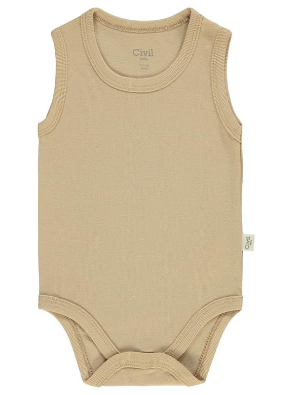 Civil Baby Düz Renkli 1-3 Yaş Çıtçıtlı Badi - Kahverengi