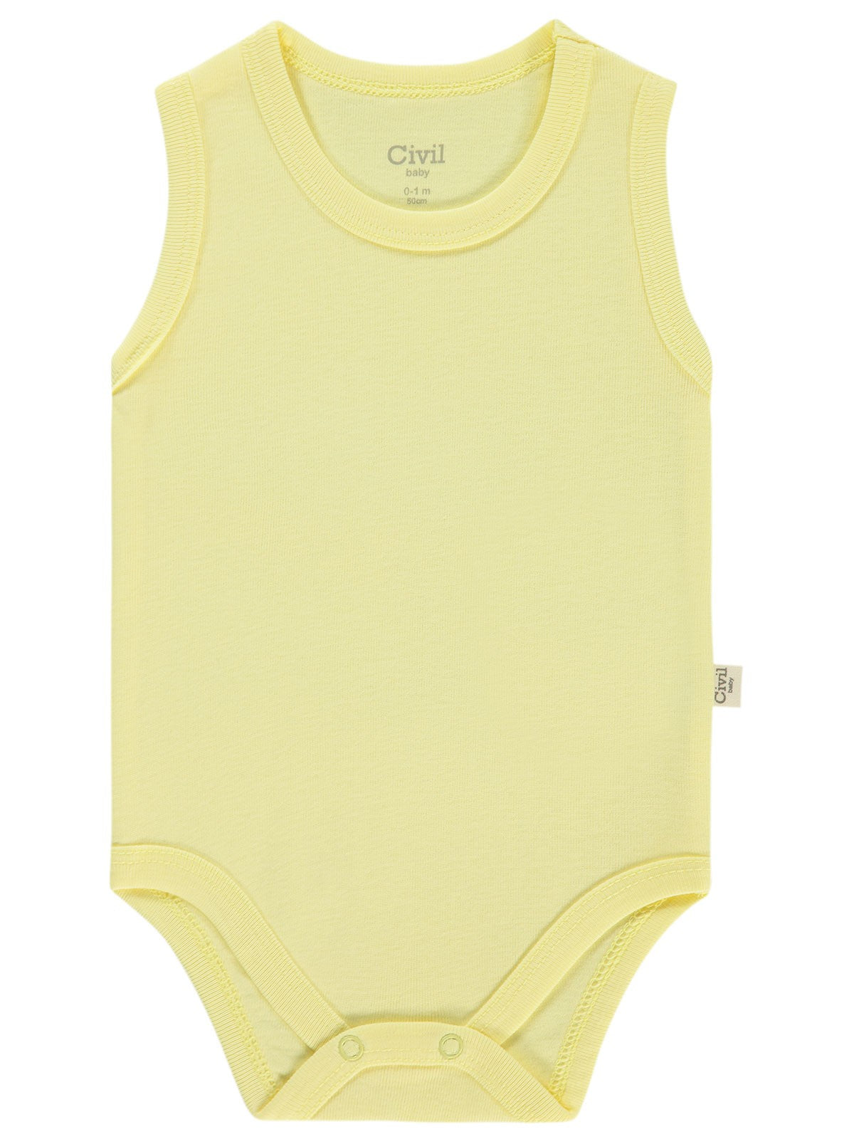 Civil Baby Düz Renkli 1-3 Yaş Çıtçıtlı Badi - Sarı