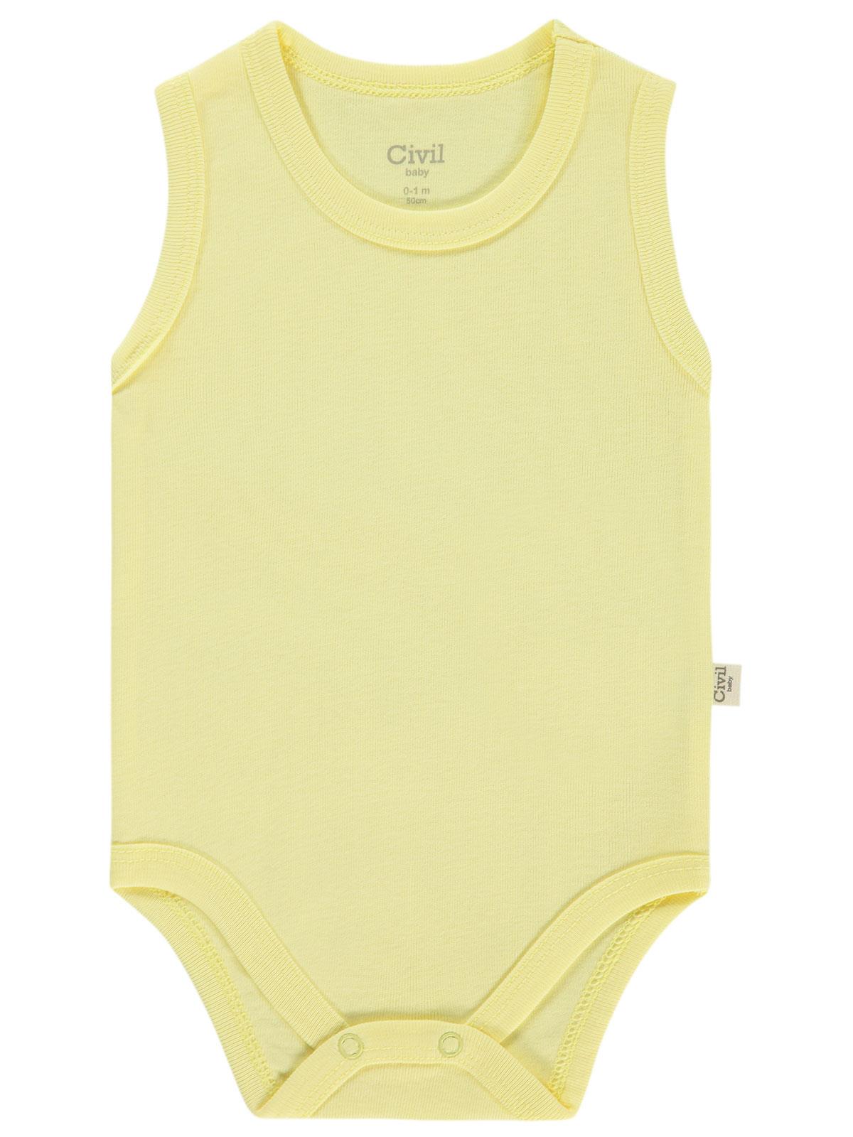 Civil Baby Düz Renkli 0-1 Ay Çıtçıtlı Badi - Sarı